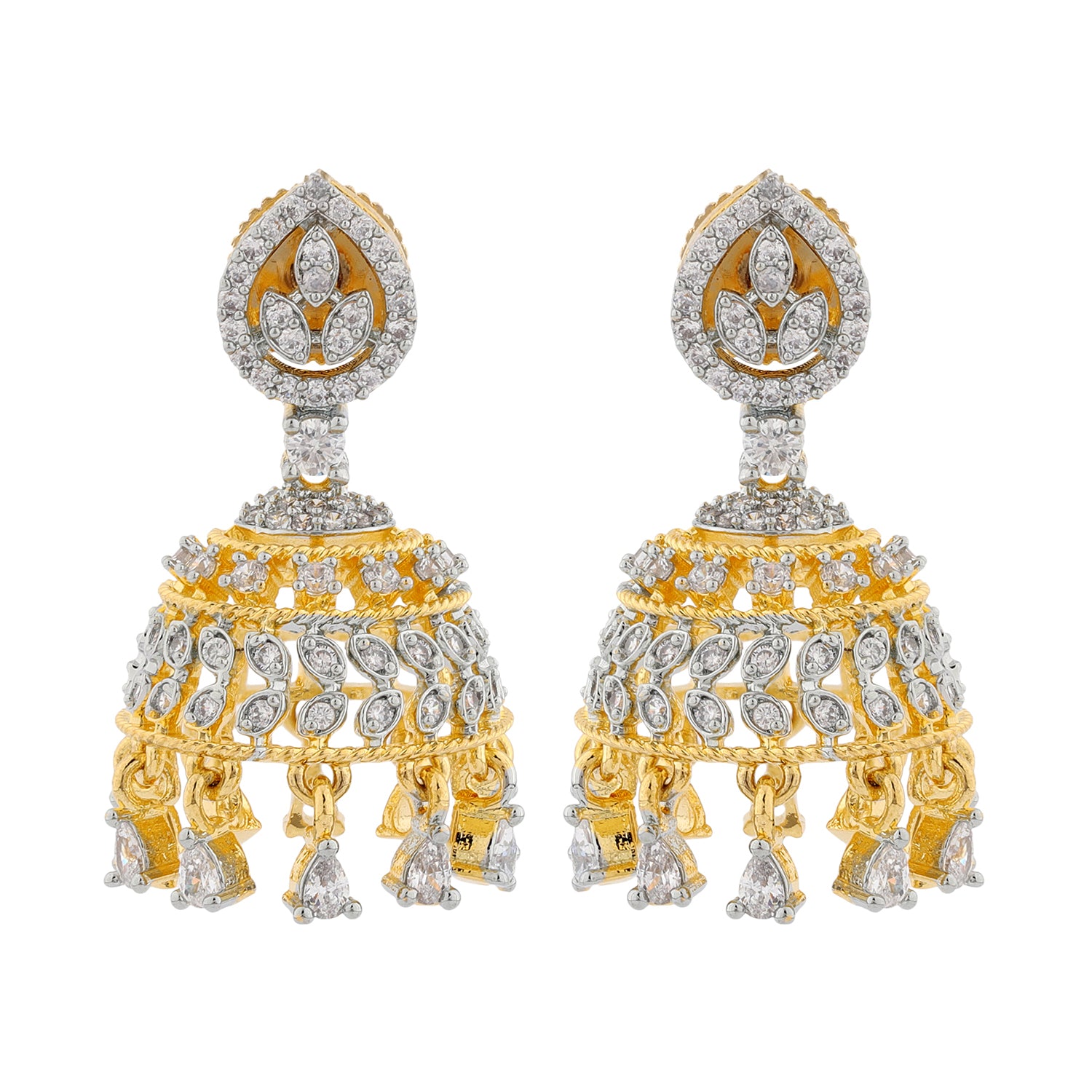 Sparkling Elegance Royal Radiance American Diamond Jhumki Earrings