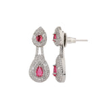 Sparkling Elegance Ruby Luxe Interchangeable American Diamond Jacket Earrings