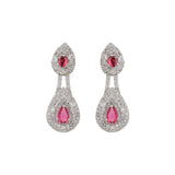 Sparkling Elegance Ruby Luxe Interchangeable American Diamond Jacket Earrings