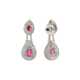 Sparkling Elegance Ruby Luxe Interchangeable American Diamond Jacket Earrings
