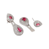 Sparkling Elegance Ruby Luxe Interchangeable American Diamond Jacket Earrings