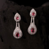 Sparkling Elegance Ruby Luxe Interchangeable American Diamond Jacket Earrings