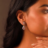 Sparkling Elegance Ruby Luxe Interchangeable American Diamond Jacket Earrings