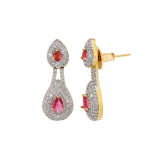 Sparkling Elegance Ruby Royal  Interchangeable American Diamond Jacket Earrings