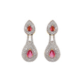Sparkling Elegance Ruby Royal  Interchangeable American Diamond Jacket Earrings