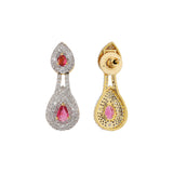 Sparkling Elegance Ruby Royal  Interchangeable American Diamond Jacket Earrings