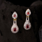 Sparkling Elegance Ruby Royal  Interchangeable American Diamond Jacket Earrings