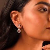 Sparkling Elegance Ruby Royal  Interchangeable American Diamond Jacket Earrings