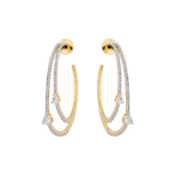 Sparkling Elegance Aurea Halo Gold American Diamond Hoop Earrings