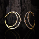 Sparkling Elegance Aurea Halo Gold American Diamond Hoop Earrings