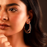 Sparkling Elegance Aurea Halo Gold American Diamond Hoop Earrings