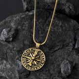 Statement Compass Gold Oxidised Men’s Pendant