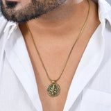 Statement Compass Gold Oxidised Men’s Pendant