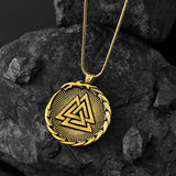 Statement Valknut Sunburst Gold Oxidised Men’s Pendant