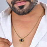 Statement Obsidian Wing Gold Oxidised Men’s Pendant