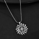 Statement Solar Wheel Silver Oxidised Men’s Pendant
