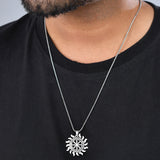 Statement Solar Wheel Silver Oxidised Men’s Pendant