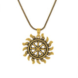Statement Solar Wheel Gold Oxidised Men’s Pendant