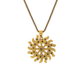 Statement Solar Wheel Gold Oxidised Men’s Pendant