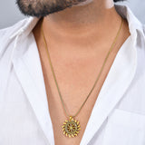 Statement Solar Wheel Gold Oxidised Men’s Pendant