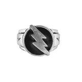 Statement Thunderbolt Silver Oxidised Men’s Ring