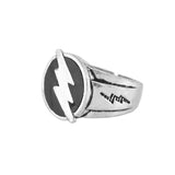 Statement Thunderbolt Silver Oxidised Men’s Ring