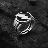 Statement Thunderbolt Silver Oxidised Men’s Ring