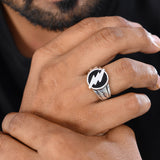 Statement Thunderbolt Silver Oxidised Men’s Ring