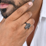 Eclipse Cross Black Adjustable Men’s Ring