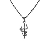 Spiritual Trishul Shakti Black Rhodium Pendant Necklace For Men