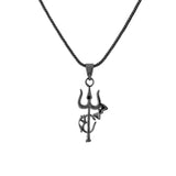Spiritual Trishul Shakti Black Rhodium Pendant Necklace For Men
