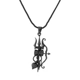Spiritual Trishul Flame Black Rhodium Pendant Necklace For Men