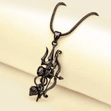 Spiritual Trishul Flame Black Rhodium Pendant Necklace For Men