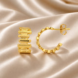 Trendy Essentials Gold Finish Dotted Hoop Earrings for Women