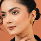 Trendy Essentials Gold Finish Dotted Hoop Earrings for Women