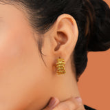 Trendy Essentials Gold Finish Dotted Hoop Earrings for Women