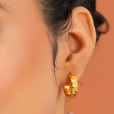 Hammered Gold Hoop Earrings for Women Trendy Essentials Textured Bali Earrings for College and Casual Wear