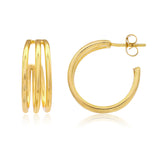 Layered Gold Hoop Earrings for Women Trendy Essentials Triple Band Everyday Hoops for Work and Weekends