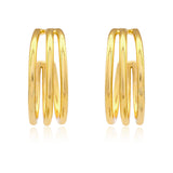 Layered Gold Hoop Earrings for Women Trendy Essentials Triple Band Everyday Hoops for Work and Weekends