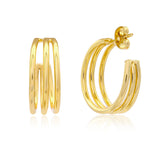 Layered Gold Hoop Earrings for Women Trendy Essentials Triple Band Everyday Hoops for Work and Weekends
