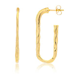 Rectangular Gold Hoop Earrings for Women Trendy Essentials Geometric Long Hoops for Work and Casual Days