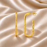 Rectangular Gold Hoop Earrings for Women Trendy Essentials Geometric Long Hoops for Work and Casual Days