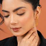 Rectangular Gold Hoop Earrings for Women Trendy Essentials Geometric Long Hoops for Work and Casual Days