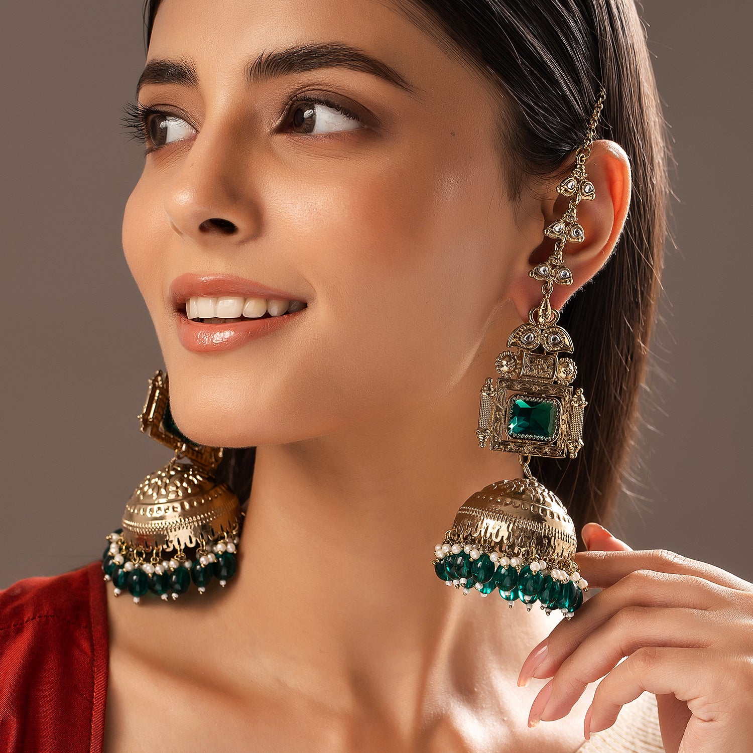 Gold Opulence Shaam-E-Rang Jhumka Earrings – VOYLLA