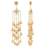 Kashmiri Royal Zehra Long Gold Ghungroo Earrings