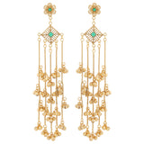 Kashmiri Royal Zehra Long Gold Ghungroo Earrings