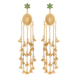 Kashmiri Royal Zoya Long Gold Ghungroo Earrings