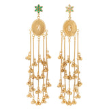 Kashmiri Royal Zoya Long Gold Ghungroo Earrings