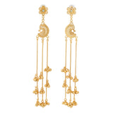 Kashmiri Royal Mehr Long Gold Ghungroo Earrings