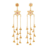 Kashmiri Royal Roshni Long Gold Ghungroo Earrings